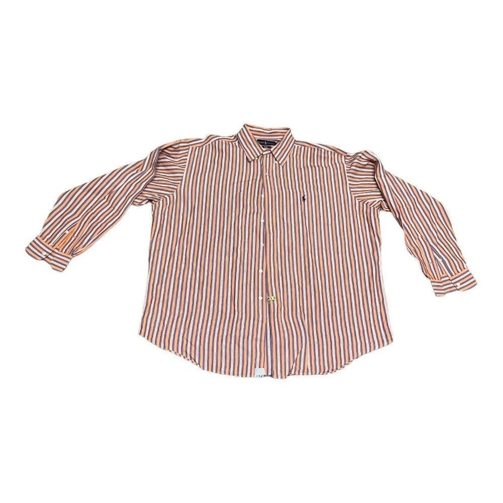 Ralph Lauren Orange and Blue Stripes Blake Long Sleeve Shirt Size XL UF Colors